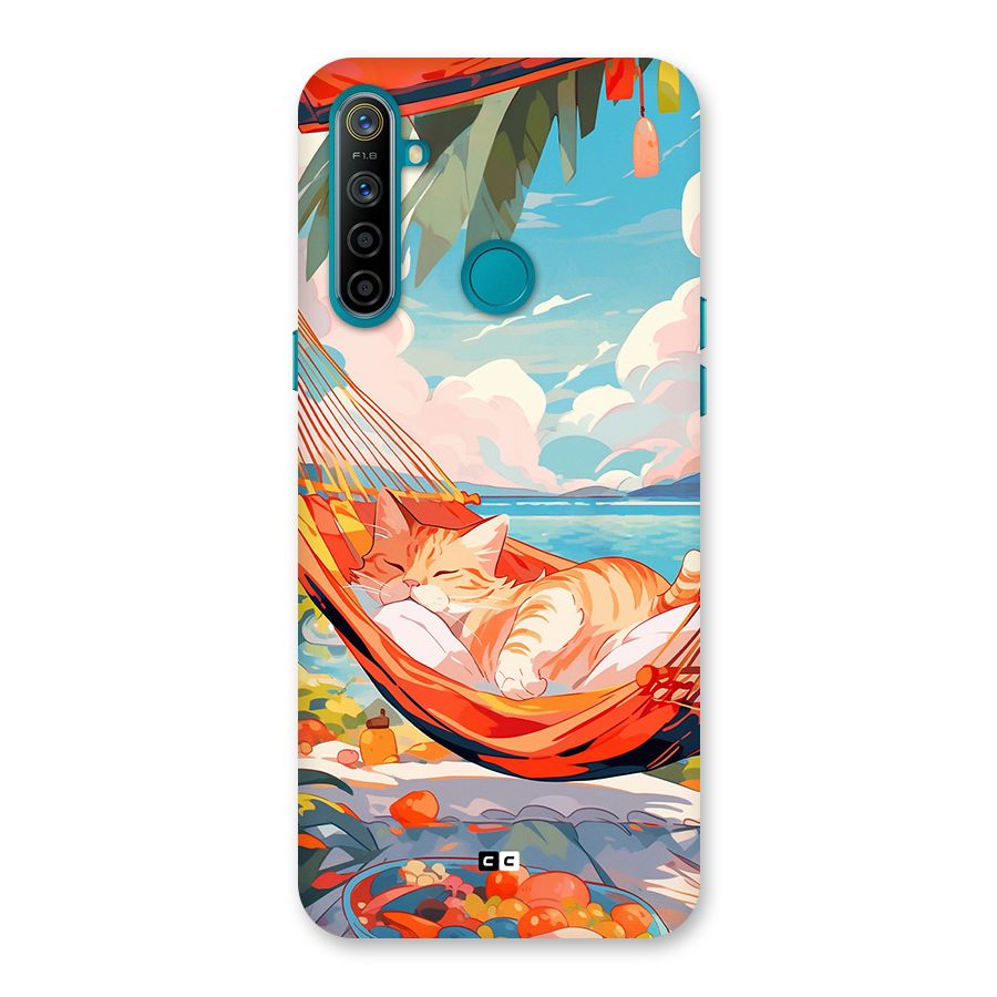 Cute Cat On Beach Back Case for Realme 5i