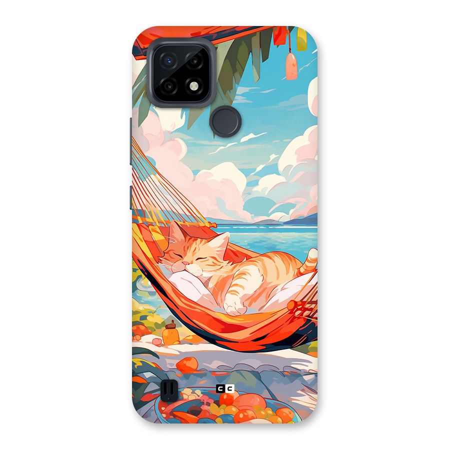 Cute Cat On Beach Back Case for Realme C21