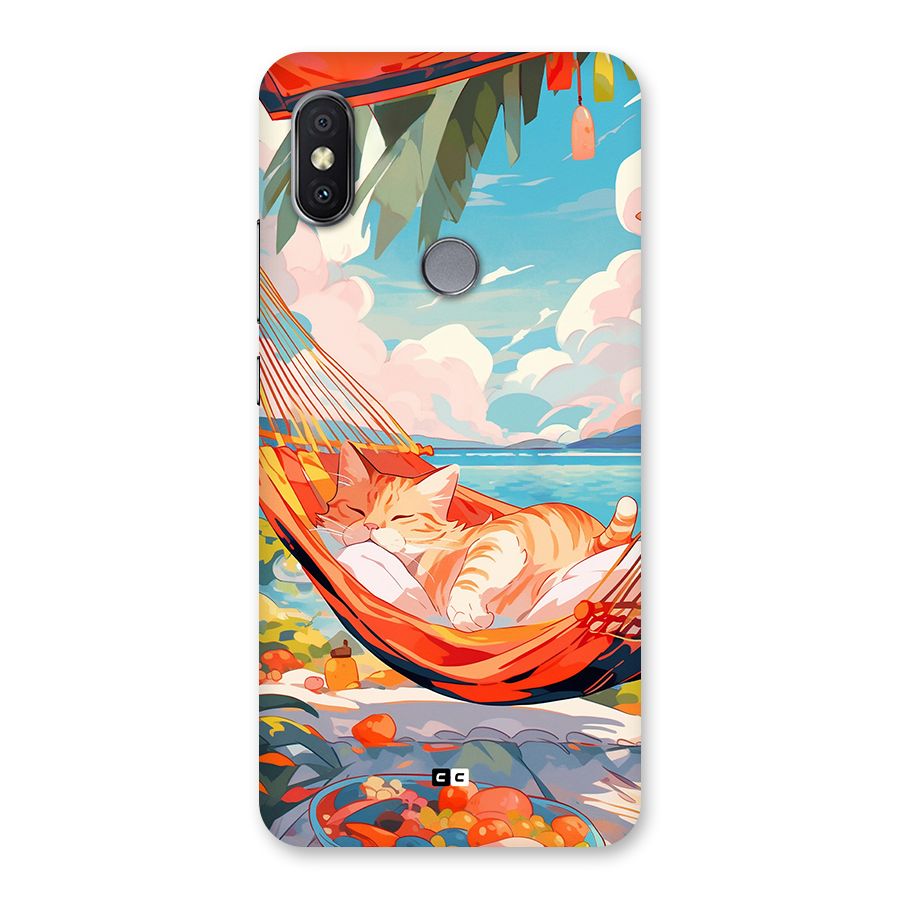 Cute Cat On Beach Back Case for Redmi Y2