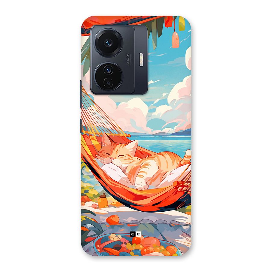 Cute Cat On Beach Back Case for Vivo T1 Pro