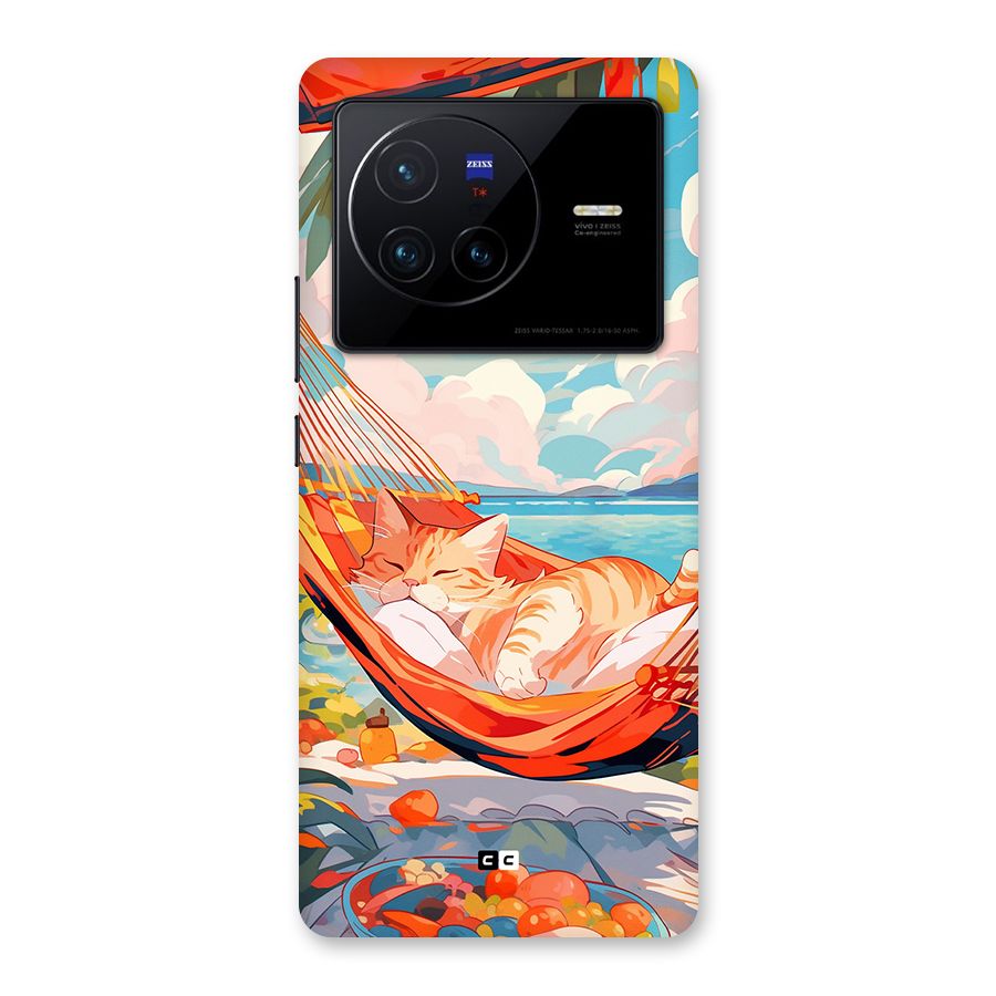 Cute Cat On Beach Back Case for Vivo X80