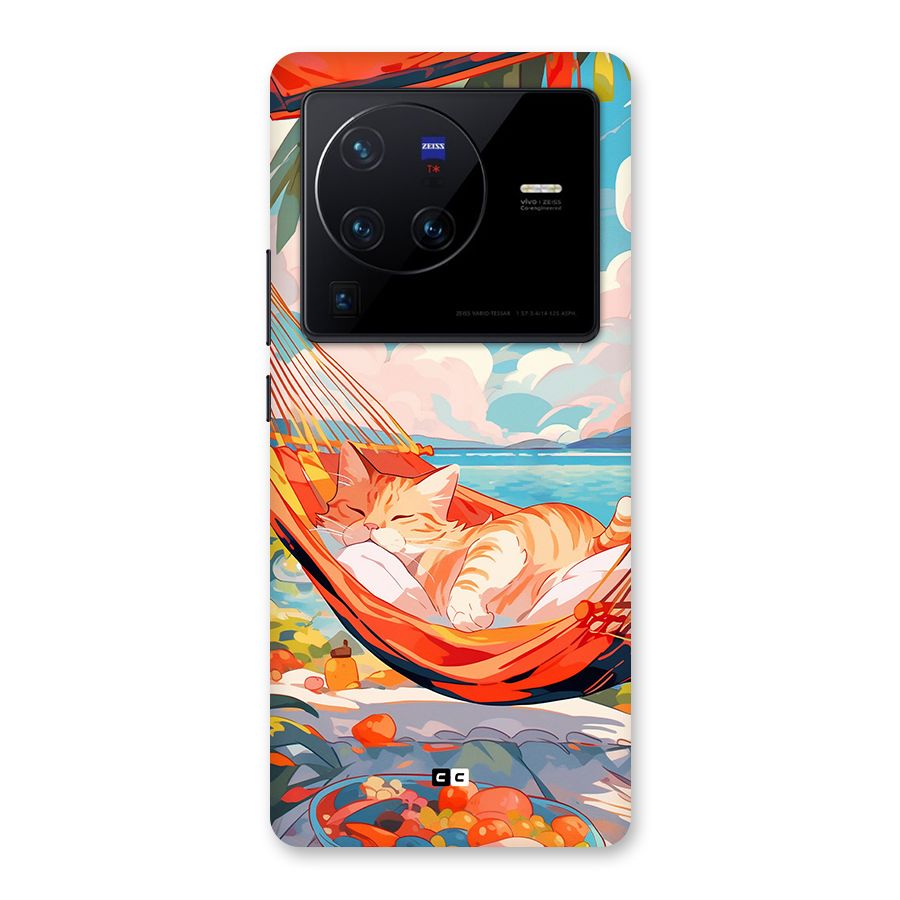 Cute Cat On Beach Back Case for Vivo X80 Pro
