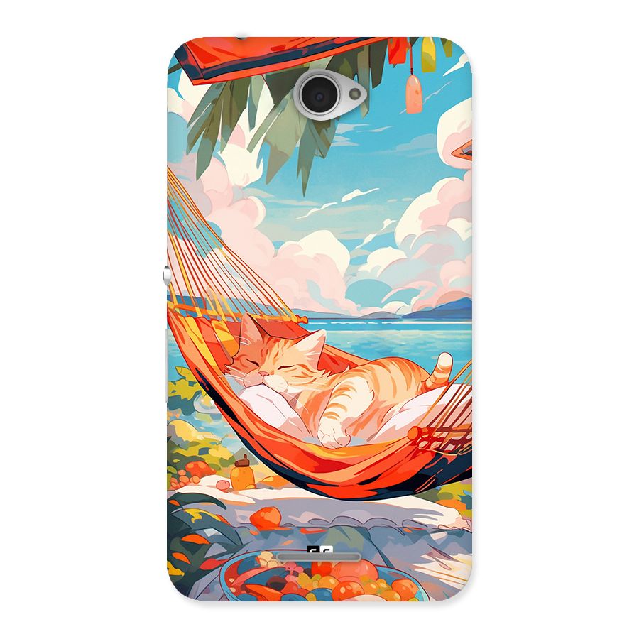 Cute Cat On Beach Back Case for Xperia E4