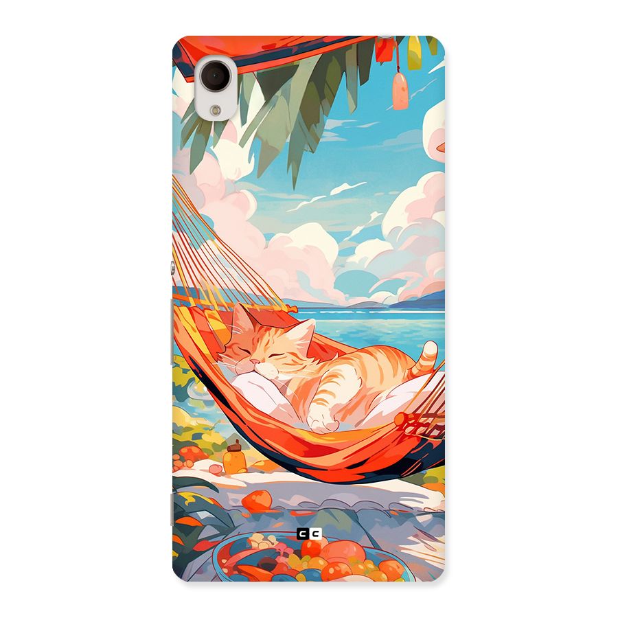 Cute Cat On Beach Back Case for Xperia M4