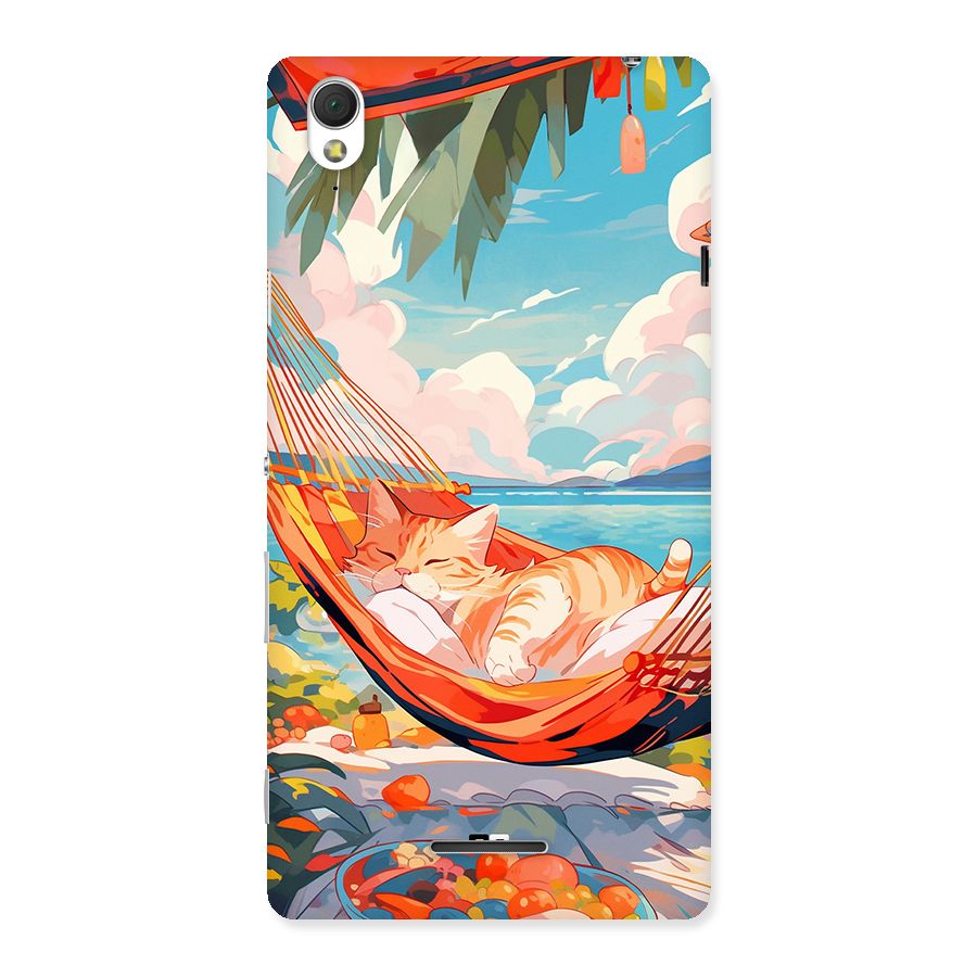 Cute Cat On Beach Back Case for Xperia T3