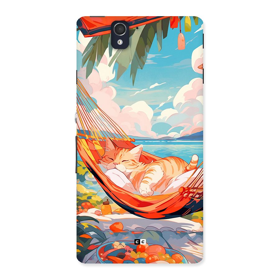 Cute Cat On Beach Back Case for Xperia Z