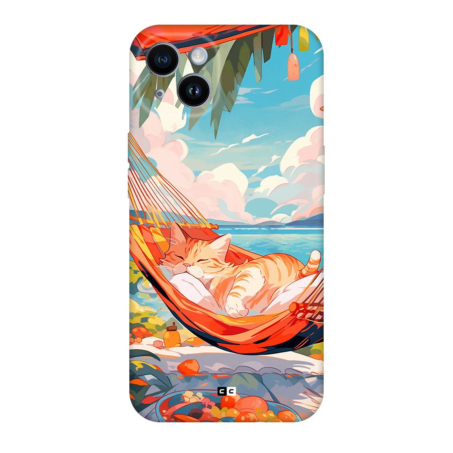 Cute Cat On Beach Back Case for iPhone 14