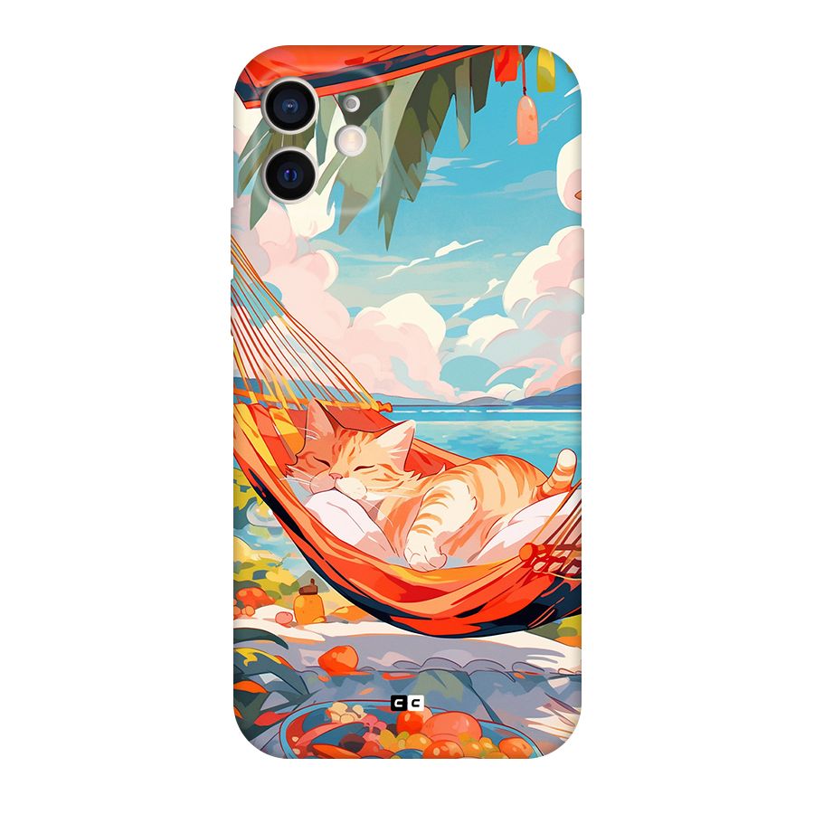 Cute Cat On Beach Back Case for iPhone 12