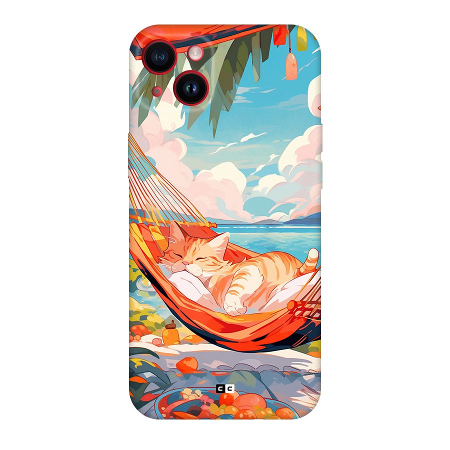 Cute Cat On Beach Back Case for iPhone 14 Plus