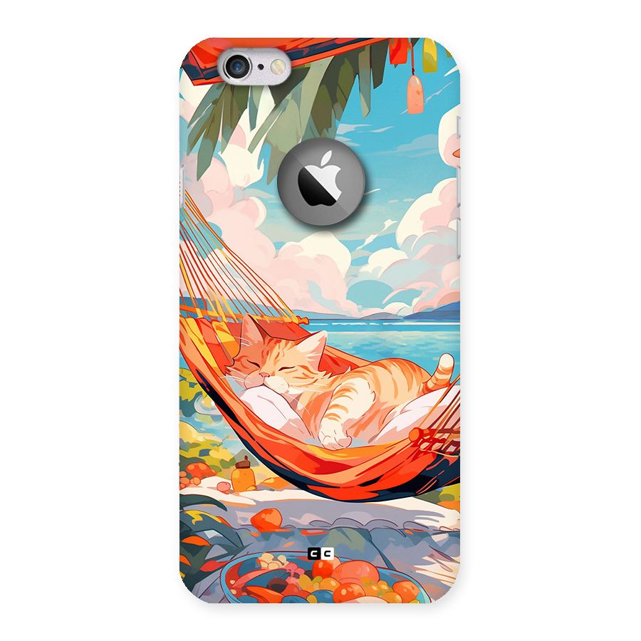 Cute Cat On Beach Back Case for iPhone 6 Logo Cut