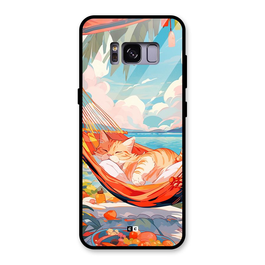 Cute Cat On Beach Glass Back Case for Galaxy S8