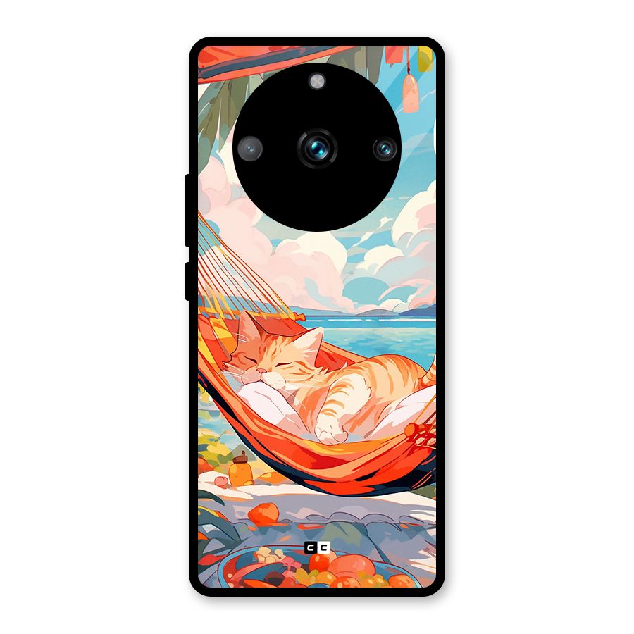Cute Cat On Beach Glass Back Case for Realme 11 Pro