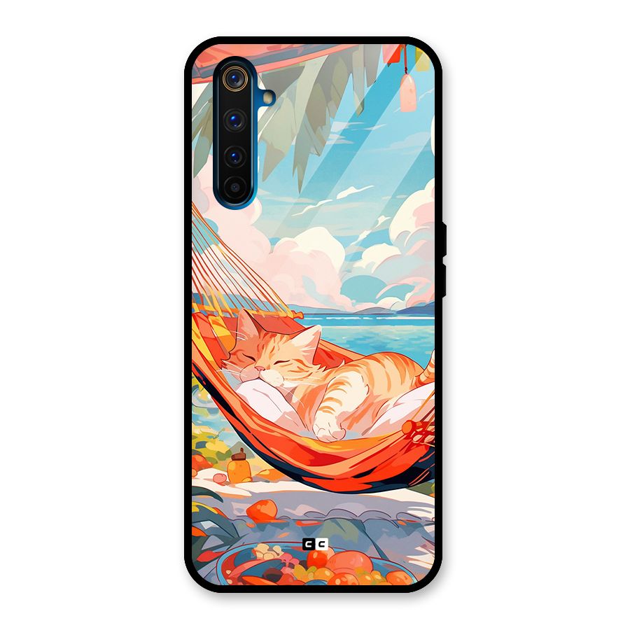 Cute Cat On Beach Glass Back Case for Realme 6 Pro