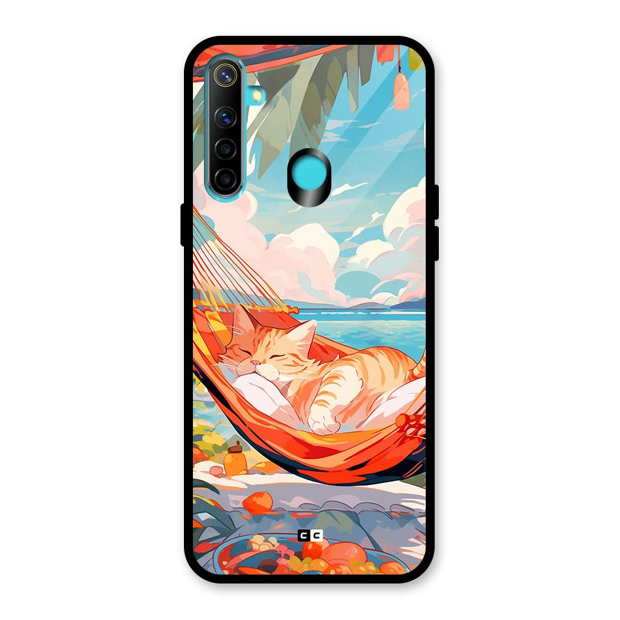 Cute Cat On Beach Glass Back Case for Realme Narzo 10