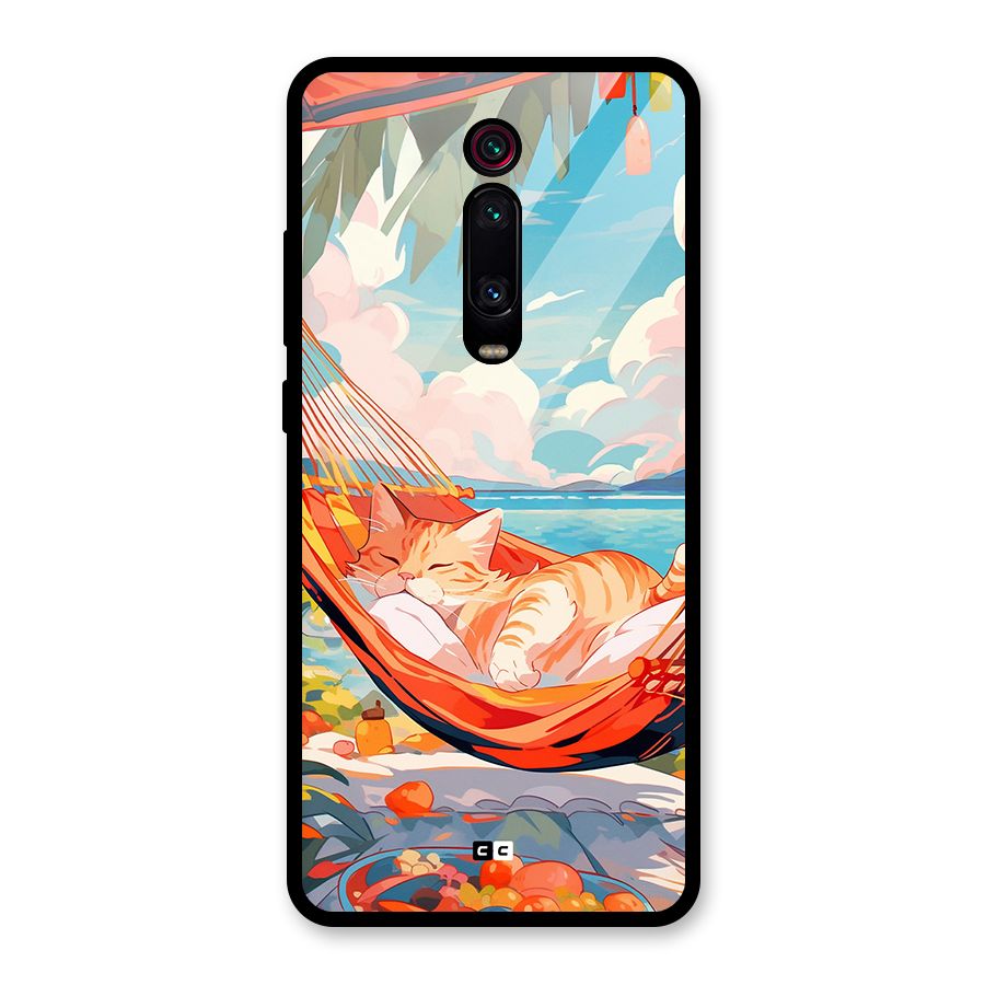 Cute Cat On Beach Glass Back Case for Redmi K20 Pro