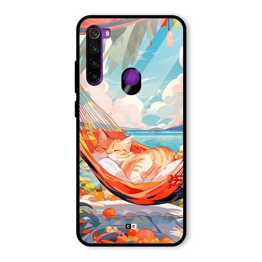 Cute Cat On Beach Glass Back Case for Redmi Note 8