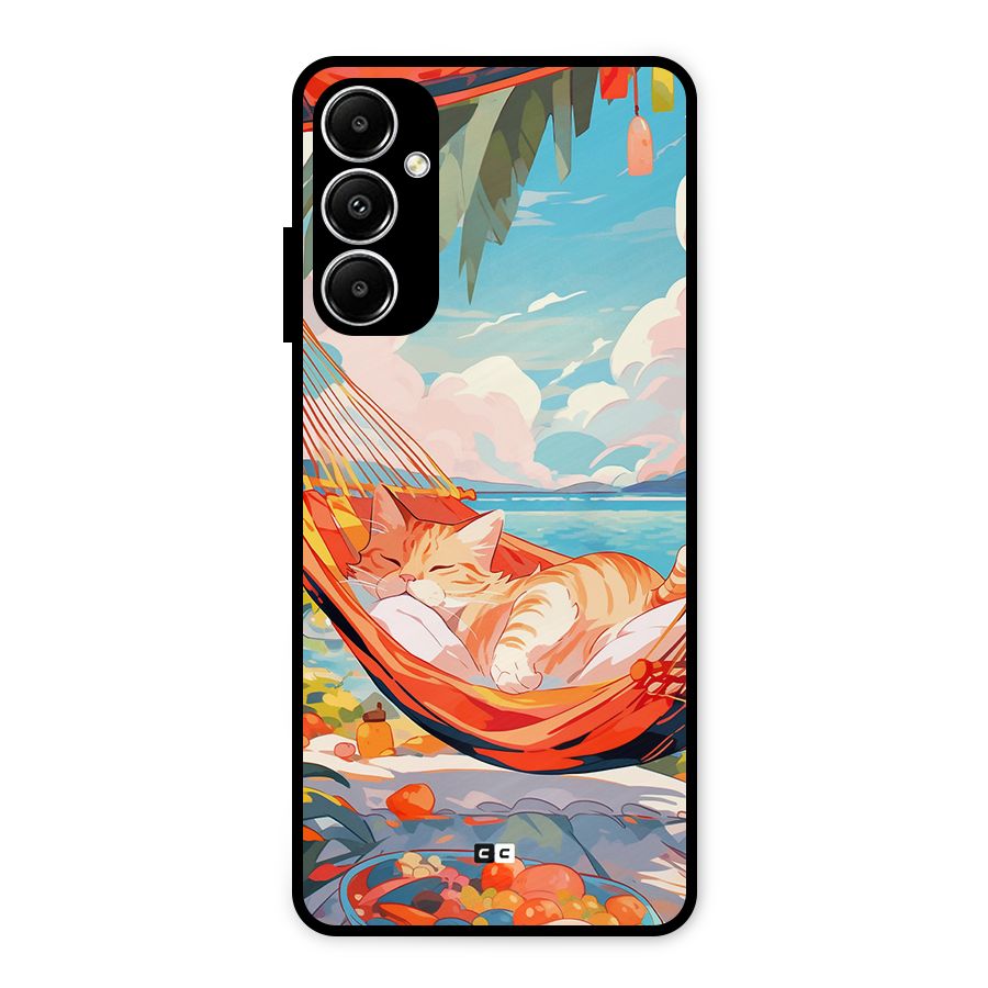Cute Cat On Beach Metal Back Case for Galaxy A05s