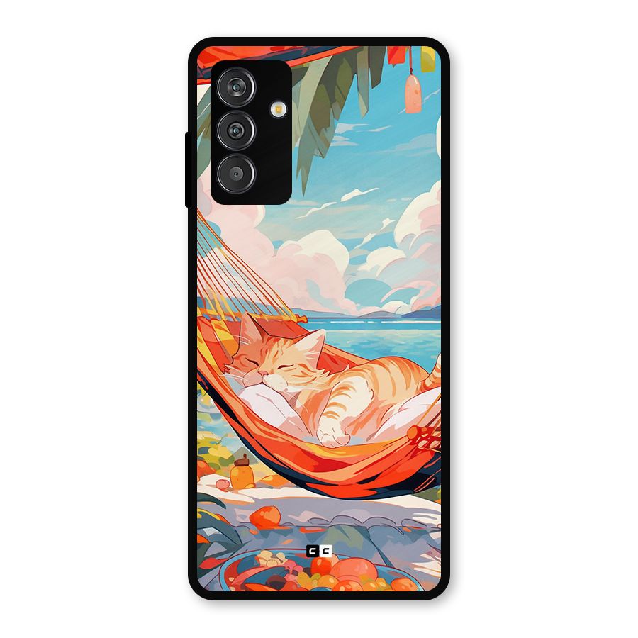 Cute Cat On Beach Metal Back Case for Galaxy F13