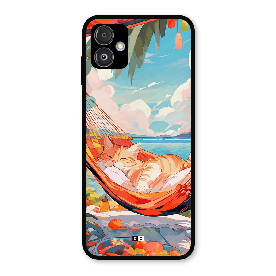 Cute Cat On Beach Metal Back Case for Galaxy F14