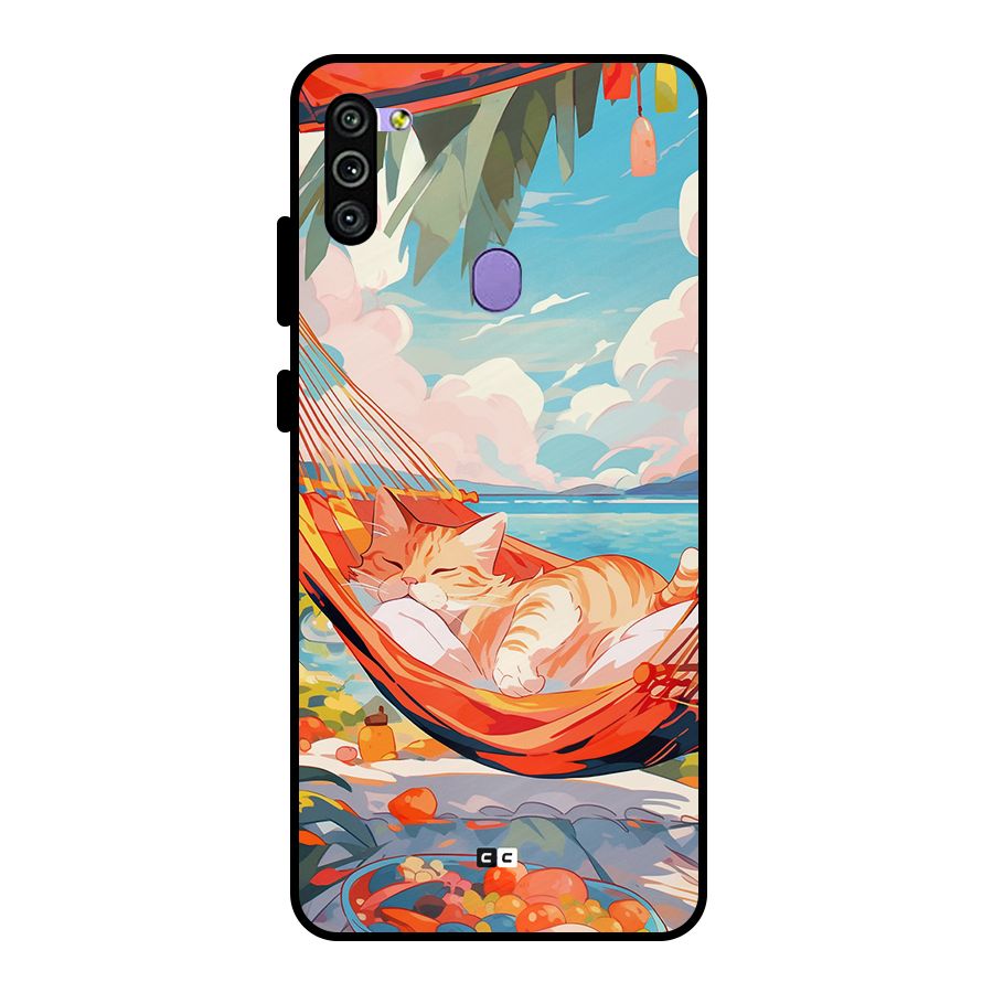 Cute Cat On Beach Metal Back Case for Galaxy M11