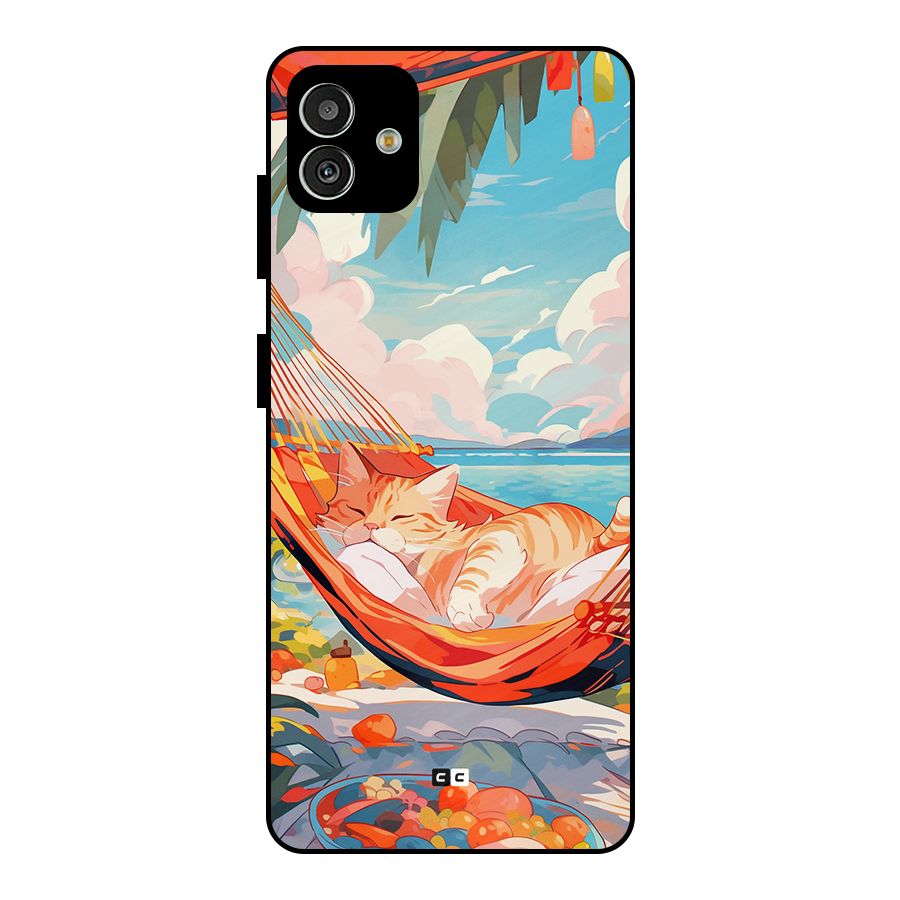 Cute Cat On Beach Metal Back Case for Galaxy M13 5G