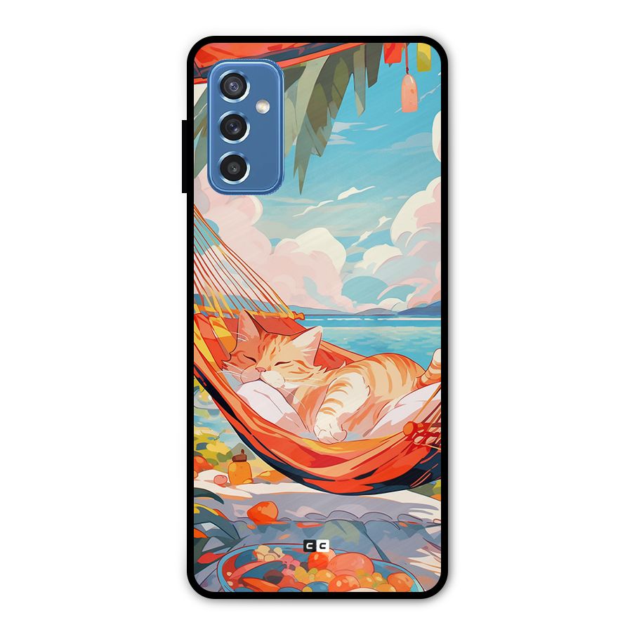 Cute Cat On Beach Metal Back Case for Galaxy M52 5G