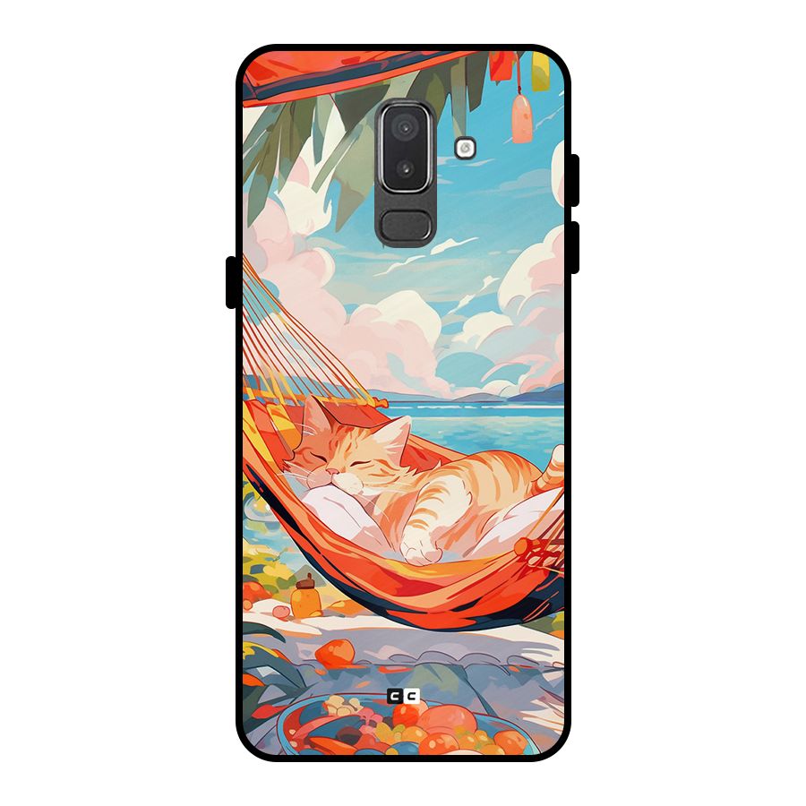 Cute Cat On Beach Metal Back Case for Galaxy On8 (2018)