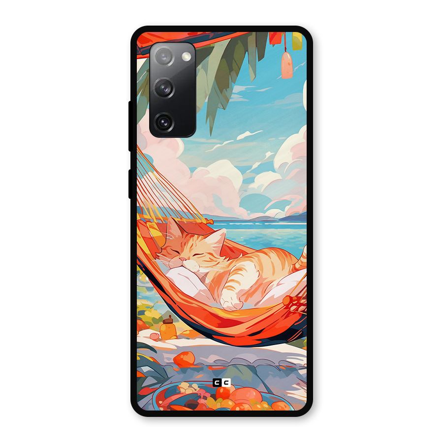 Cute Cat On Beach Metal Back Case for Galaxy S20 FE