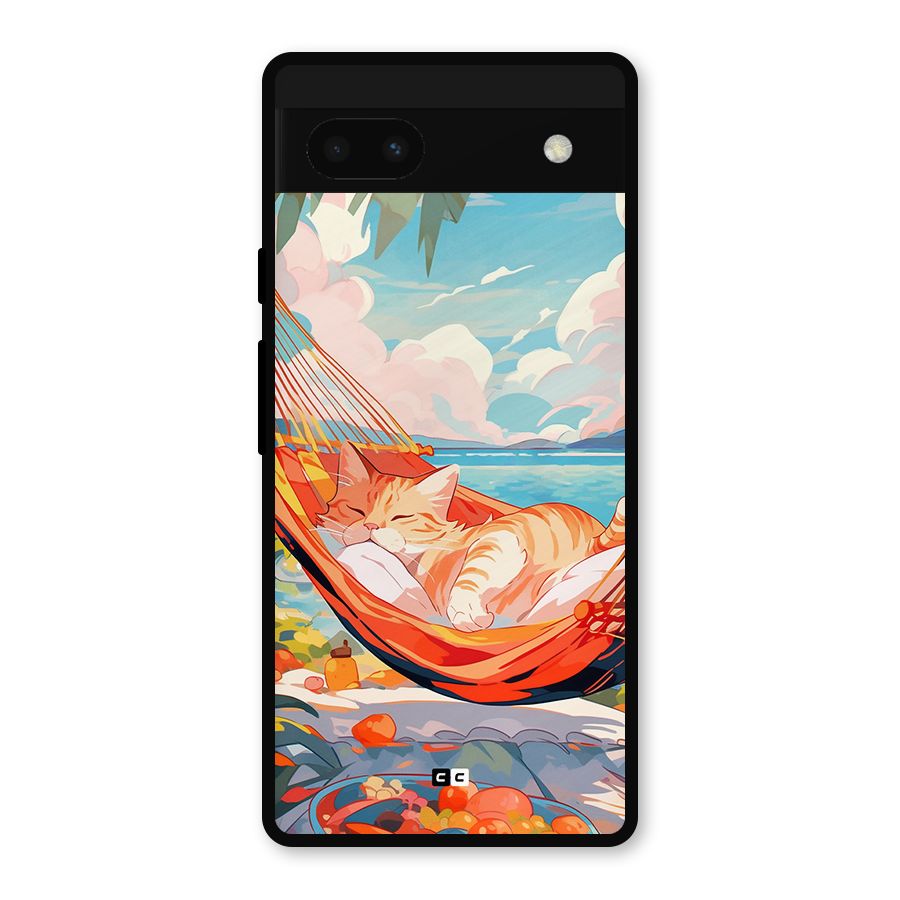 Cute Cat On Beach Metal Back Case for Google Pixel 6a