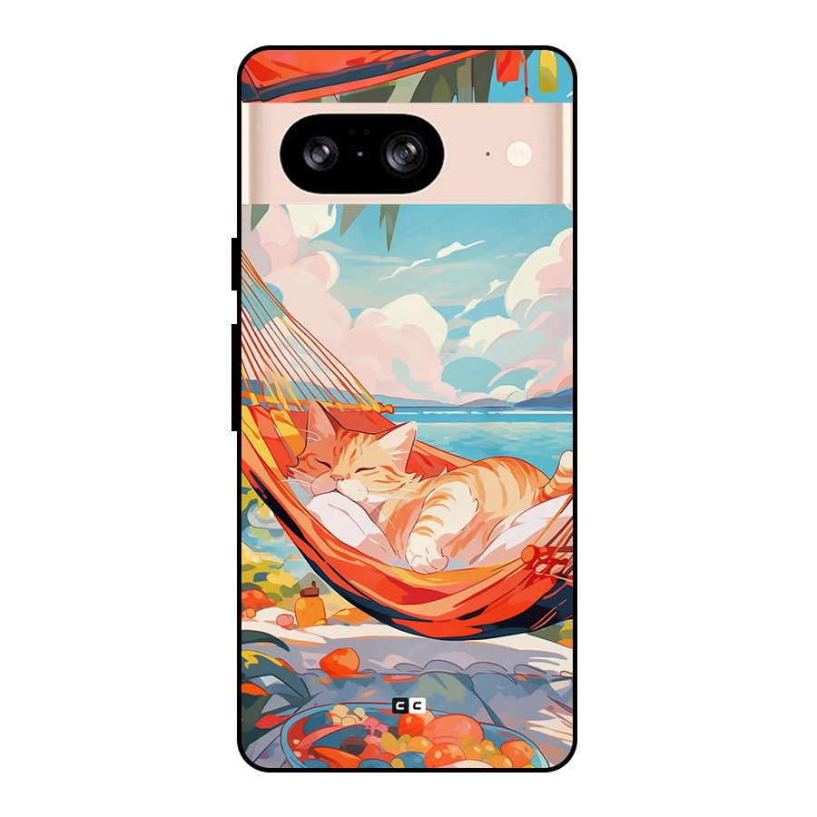 Cute Cat On Beach Metal Back Case for Google Pixel 8