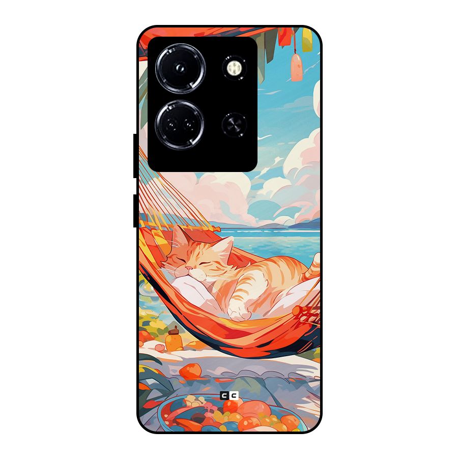 Cute Cat On Beach Metal Back Case for Infinix Note 30 5G