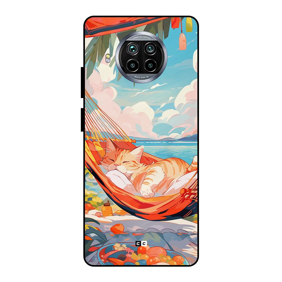Cute Cat On Beach Metal Back Case for Mi 10i