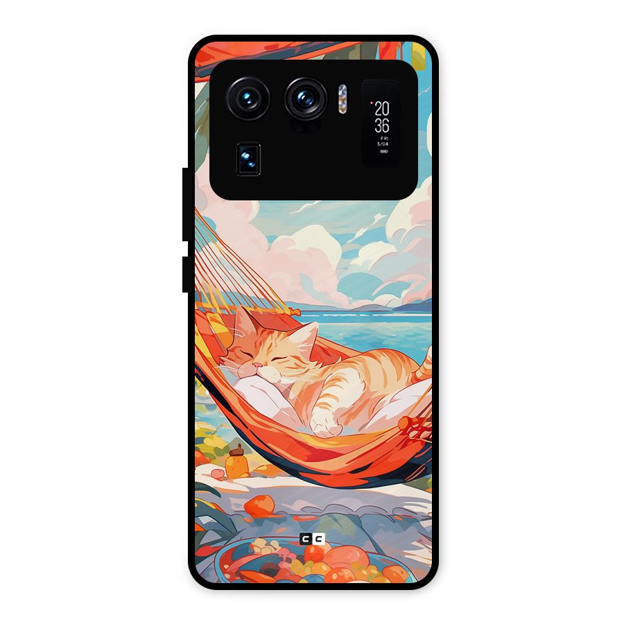 Cute Cat On Beach Metal Back Case for Mi 11 Ultra
