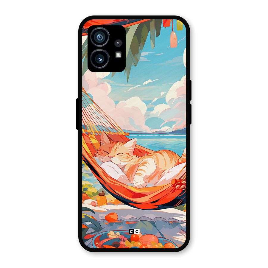 Cute Cat On Beach Metal Back Case for Nothing Phone 1