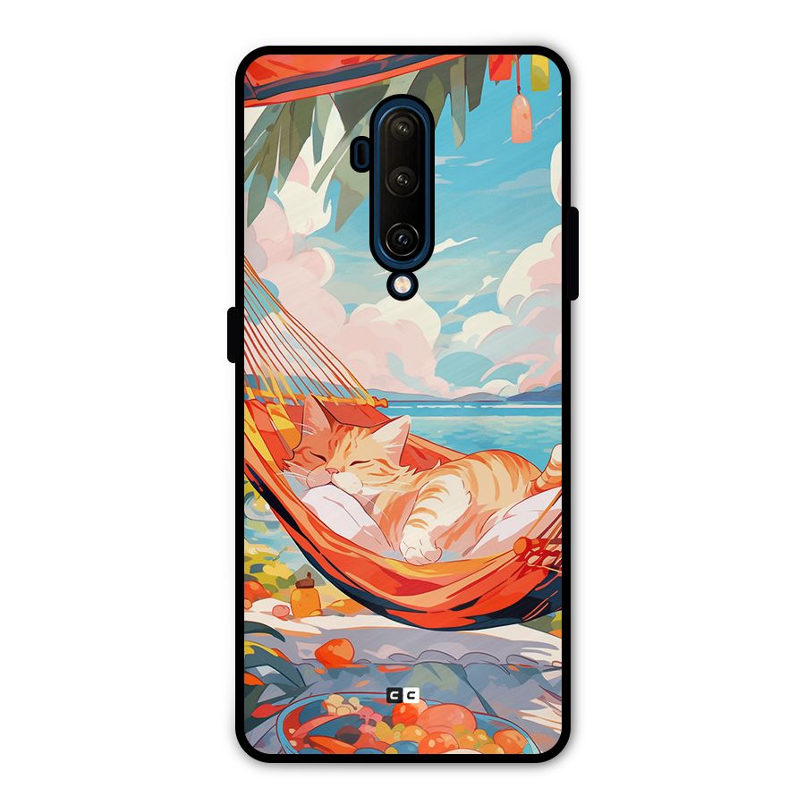 Cute Cat On Beach Metal Back Case for OnePlus 7T Pro