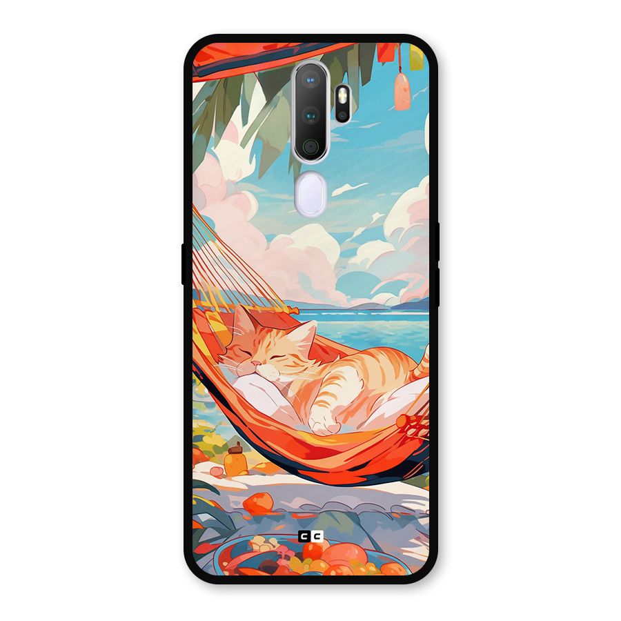 Cute Cat On Beach Metal Back Case for Oppo A9 (2020)