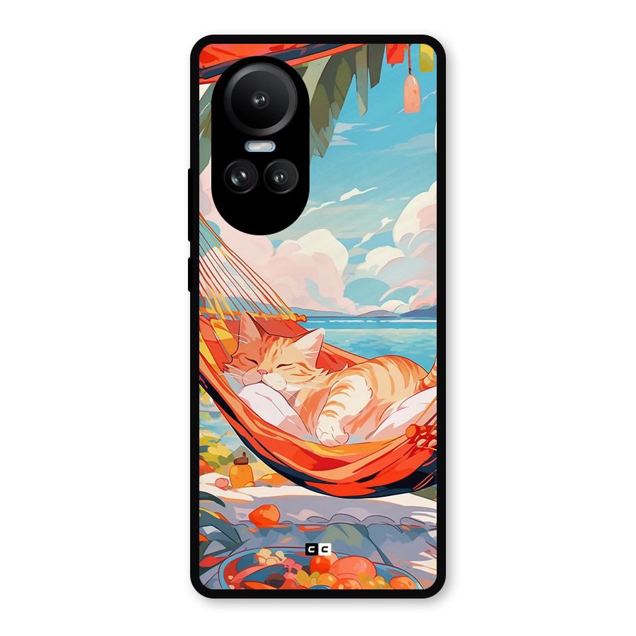 Cute Cat On Beach Metal Back Case for Oppo Reno10 Pro