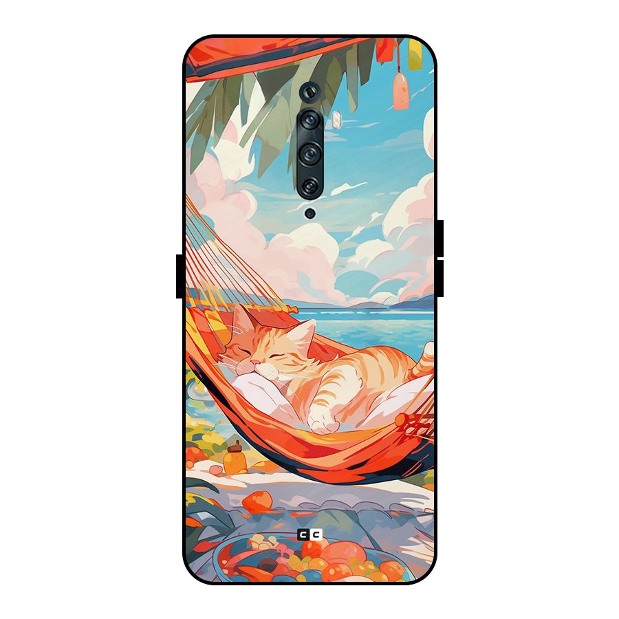 Cute Cat On Beach Metal Back Case for Oppo Reno2 Z