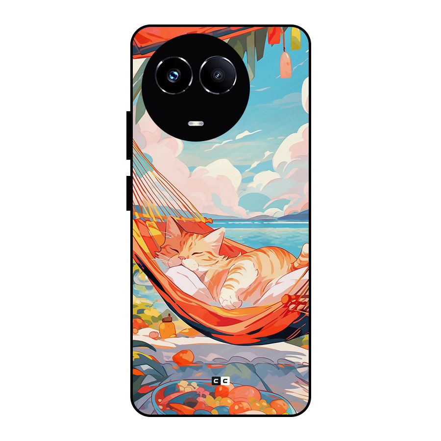 Cute Cat On Beach Metal Back Case for Realme 11 5G