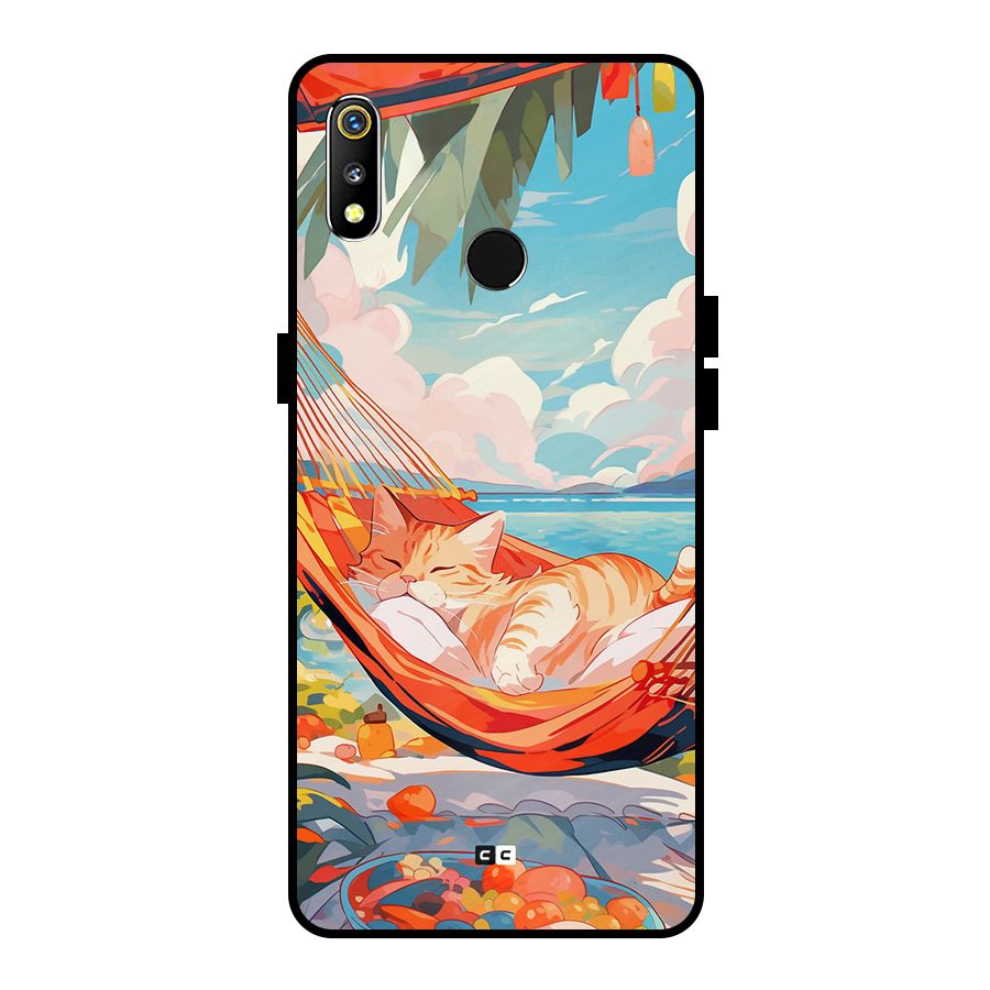 Cute Cat On Beach Metal Back Case for Realme 3