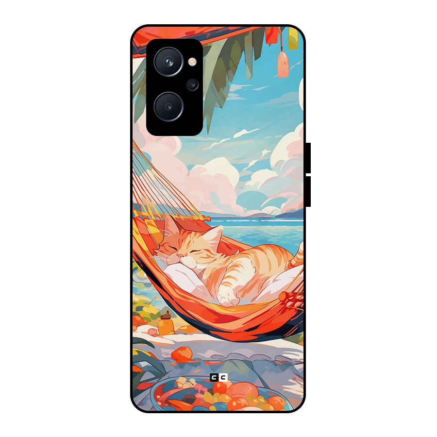 Cute Cat On Beach Metal Back Case for Realme 9i 5G