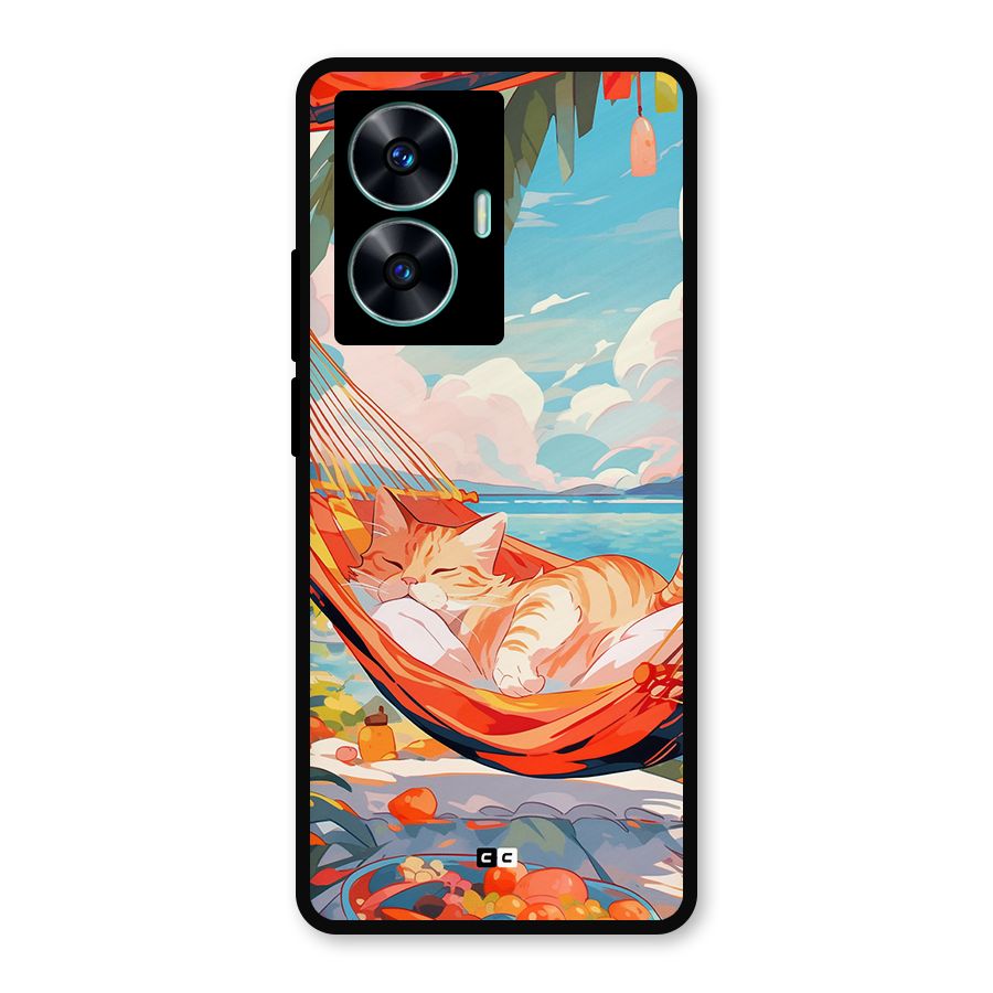 Cute Cat On Beach Metal Back Case for Realme Narzo N55