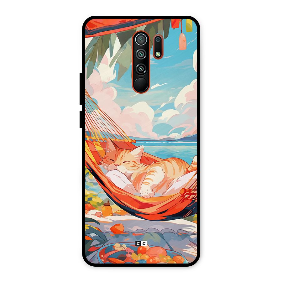 Cute Cat On Beach Metal Back Case for Redmi 9 Prime