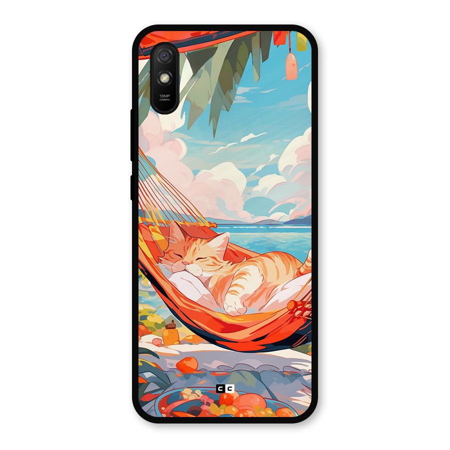 Cute Cat On Beach Metal Back Case for Redmi 9a