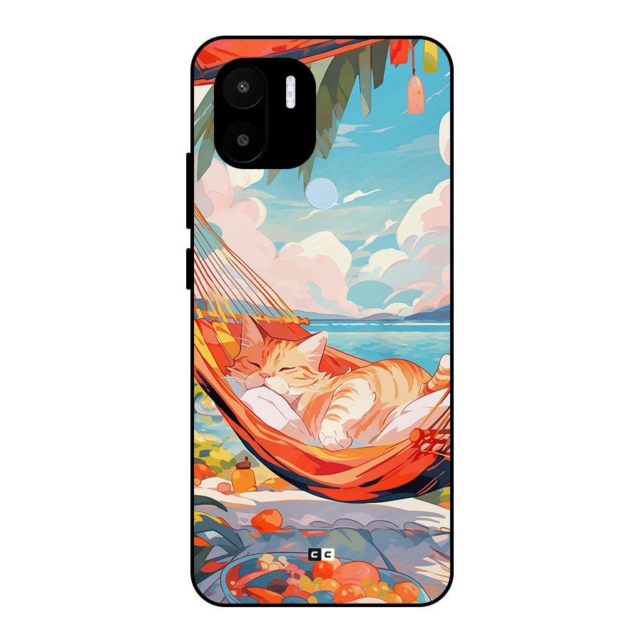 Cute Cat On Beach Metal Back Case for Redmi A2 Plus