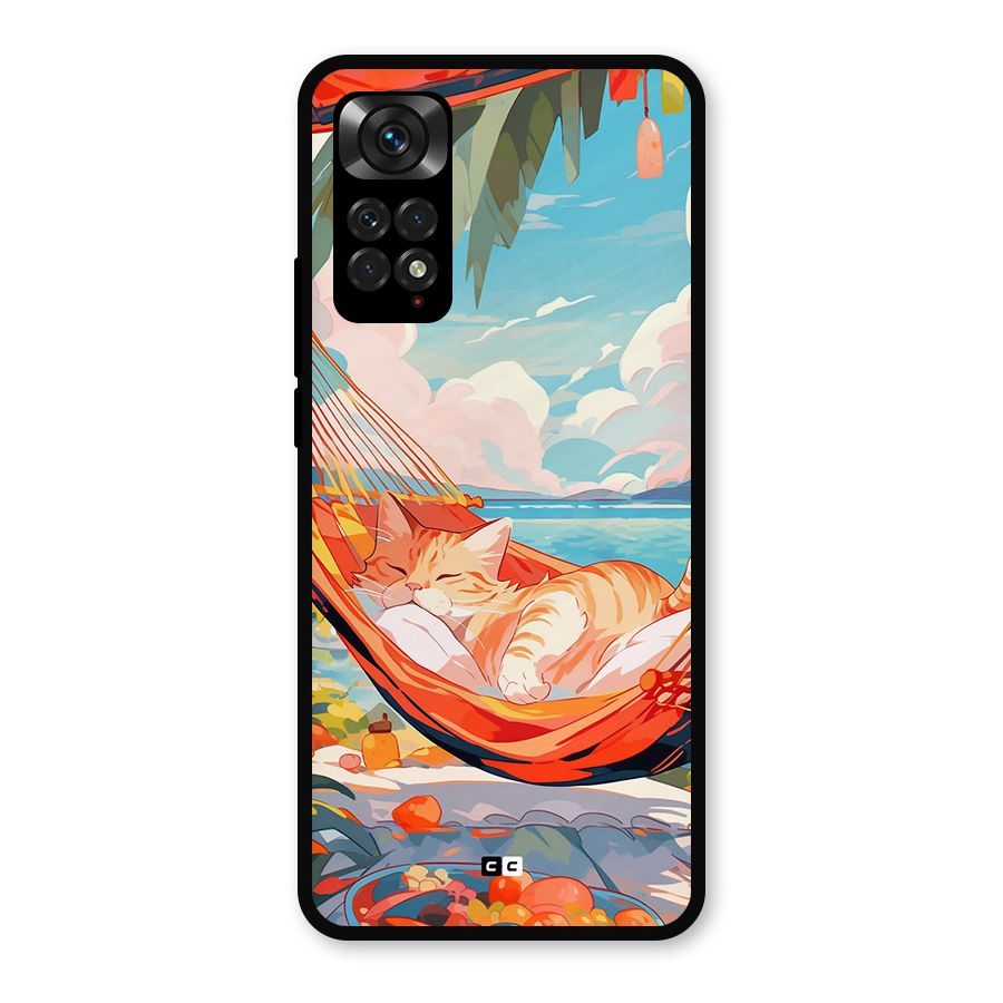 Cute Cat On Beach Metal Back Case for Redmi Note 11