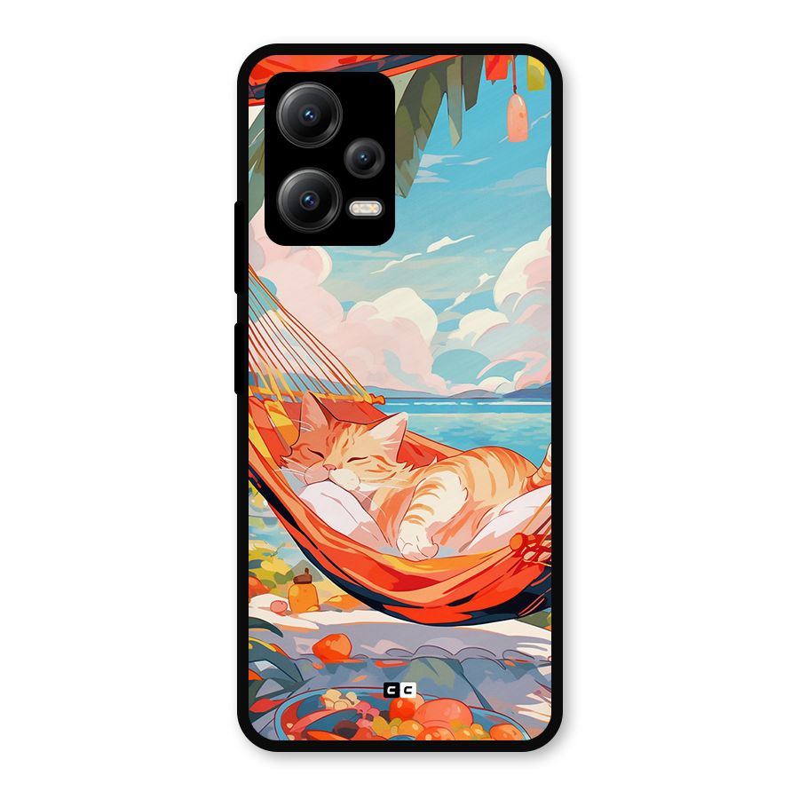 Cute Cat On Beach Metal Back Case for Redmi Note 12 5G