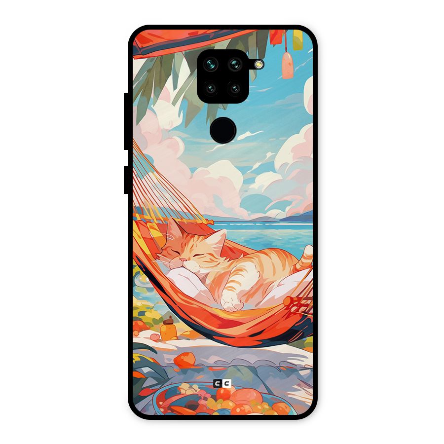 Cute Cat On Beach Metal Back Case for Redmi Note 9