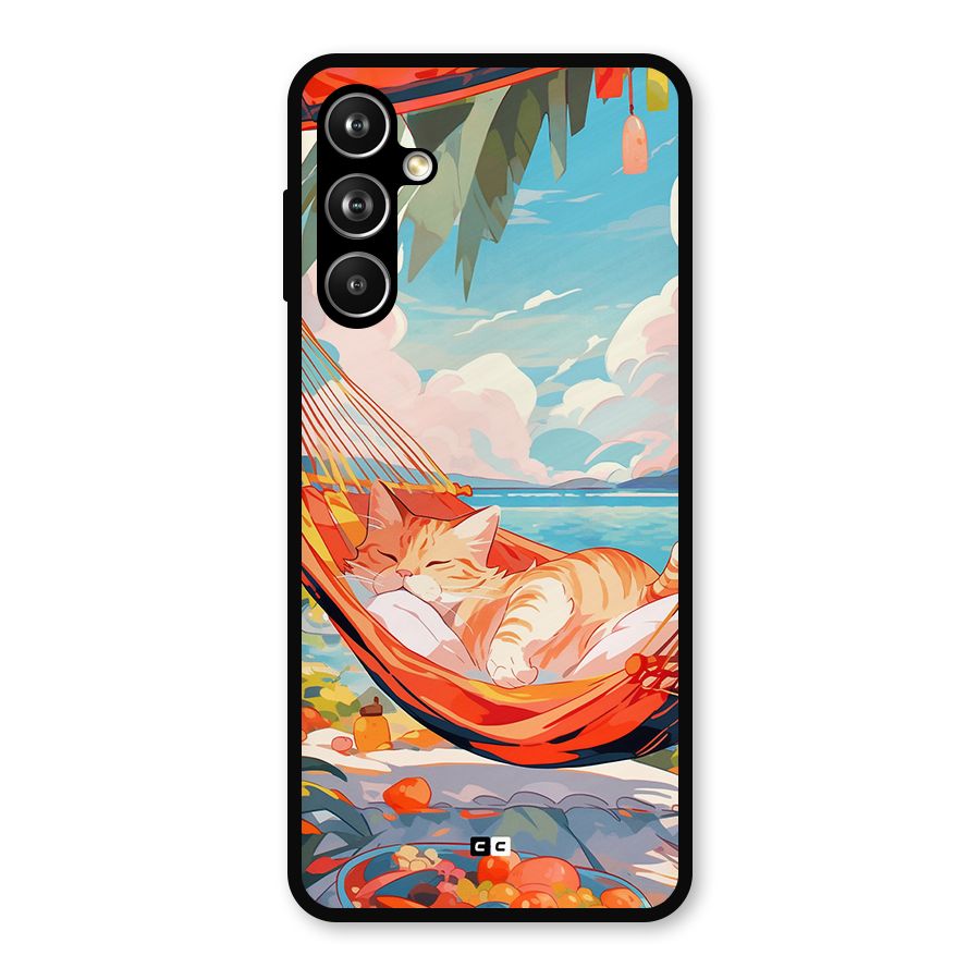 Cute Cat On Beach Metal Back Case for Samsung Galaxy M54