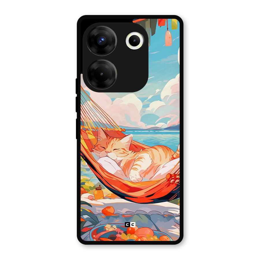 Cute Cat On Beach Metal Back Case for Tecno Camon 20 Pro